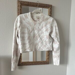 Madewell Cream and Tan Patterned Cropped Sweatshirt